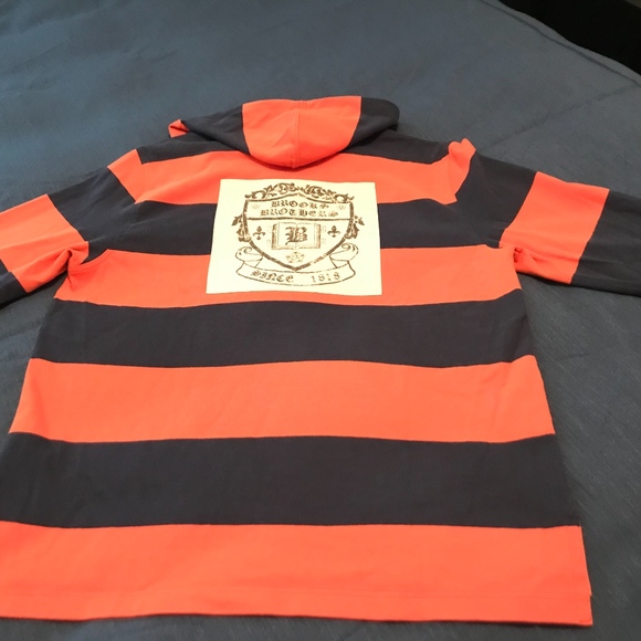 Brook Brothers 345 Rugby Polo Shirt Longsleeve with Hood Size L - Picture 4 of 5